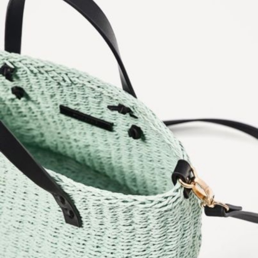 Zara NWT Mint Braided Mini Tote Bag - Picture 5 of 7